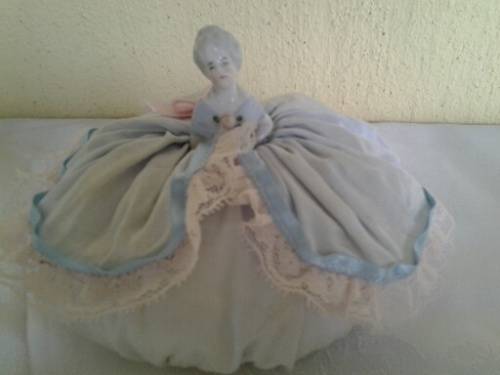 stunning vintage ladies porcelain head pin cushion
