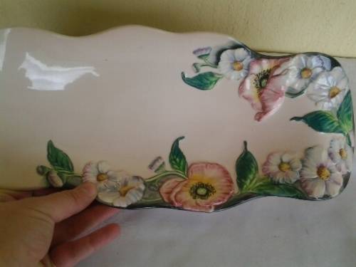 stunning and collectable soft pink and floral scene calton wear display dish