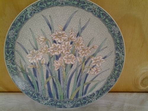 stunning oriental floral scene Imari display porcelain wall plate