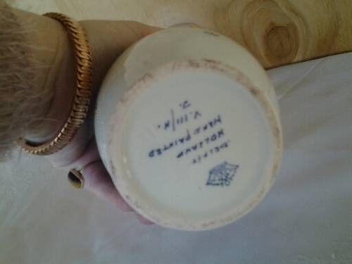 medium sized vintage delft porcelain wind mill scene vase