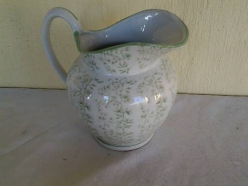 large green and white  porcelain  water jug or display jug