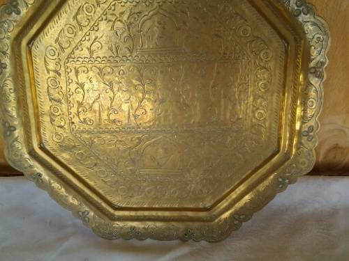 a stunning square oriental looking brass tray