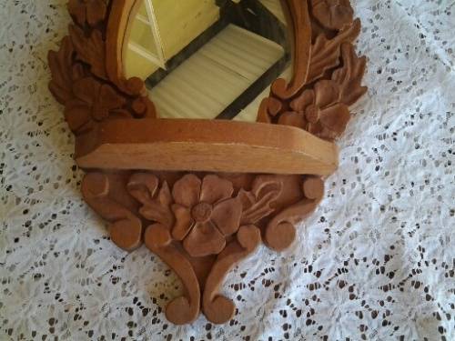 stunning wooden craved floral design wall mirror