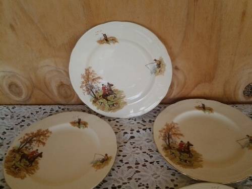 seven vintage porcelain Hunting scene Alfred meakin side plates