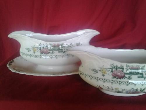 Vintage Crown Ducal Chinese gardens  sauce and porcelain gravy boat lot