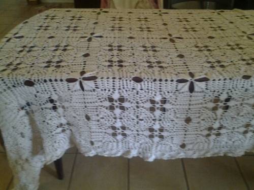 very large hand made crochet table cloth