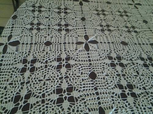 very large hand made crochet table cloth