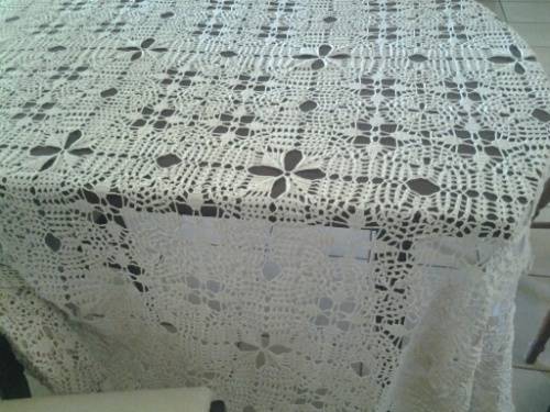 very large hand made crochet table cloth