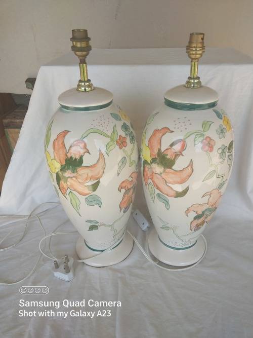 Large decorative floarl procelain lamps