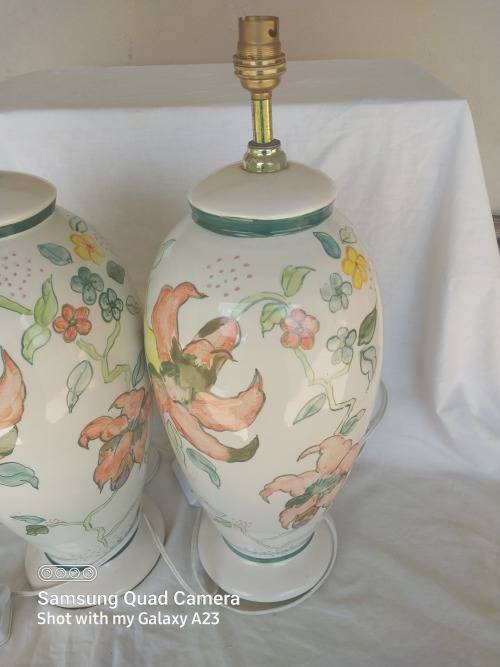 Large decorative floarl procelain lamps
