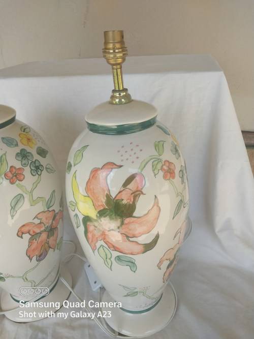 Large decorative floarl procelain lamps