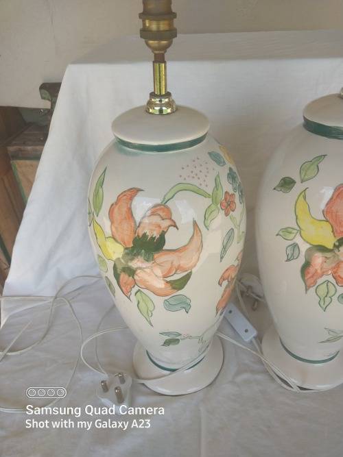Large decorative floarl procelain lamps