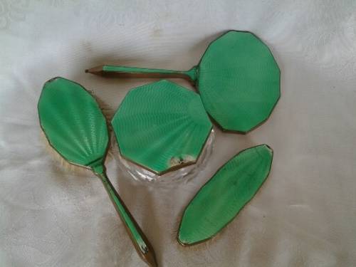 vintage four peace brush dressing table set