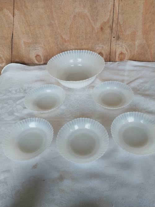 Vintage milk glass pudding set
