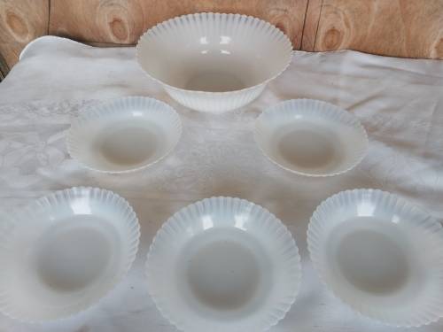 Vintage milk glass pudding set