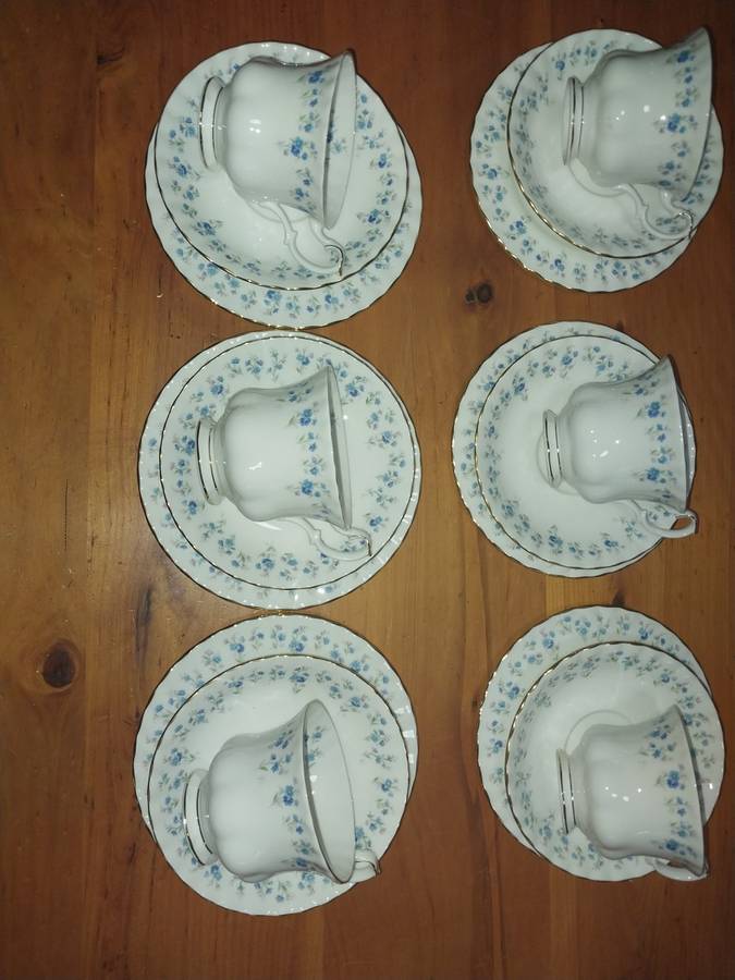 Set of six royal albert memory lane tea cup trios