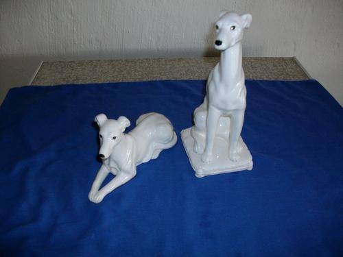 Set of ceramic dog ornaments
