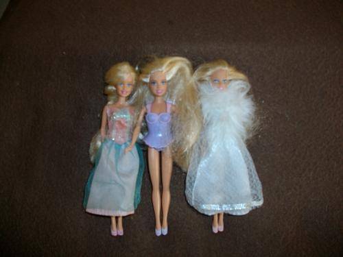 set of three miniature barbies dolls