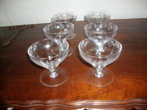 set of six clear glass pudding bowls