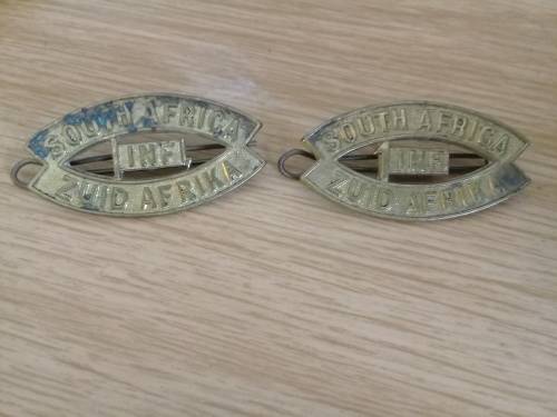 WWI South African Infantry Brigade Shoulder Titles pair O1266 scarce