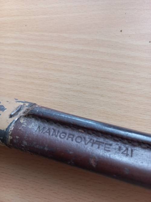 1907 Lee Enfield Wilkinson Bayonet, scabbard painted for N Africa, Mangrovite 41 on scabbard