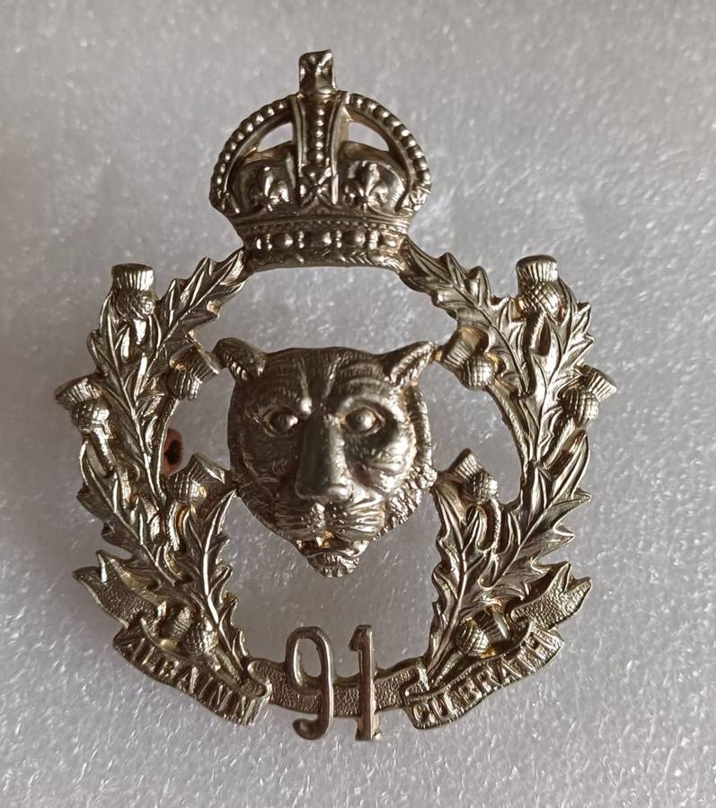 91st Regiment, Canadian Highlanders, pre WWI, WM Bonnet badge