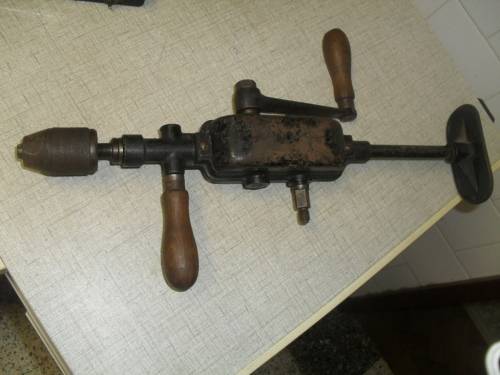 **a VINTAGE CRANK HAND DRILL -FORWARD AND REVERSE