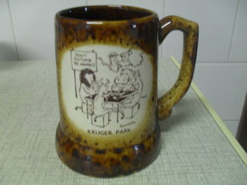 (SEPT12)  A VINTAGE KRUGER PARK SOVENIR BEER TANKARD / MUG -signed CONNOLLY