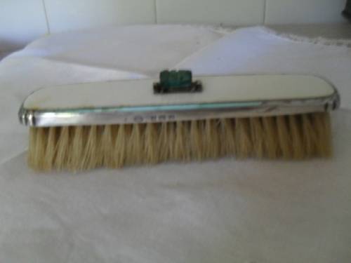 v(OT12) A STUNNING VINTAGE SILVER AND ENAMEL CLOTHES BRUSH WITH MARGAZITES