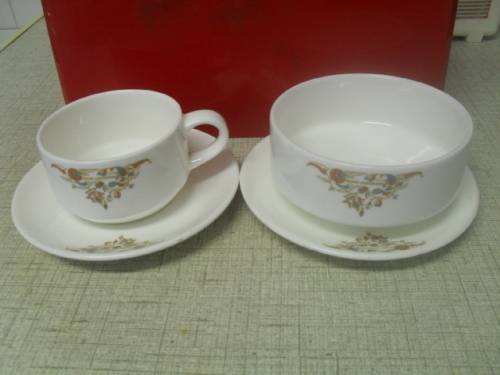VINTAGE AIR INDIA -COFFEE DEMITTASE DUO and SOUP / PUDDING BOWL -Royal Doulton