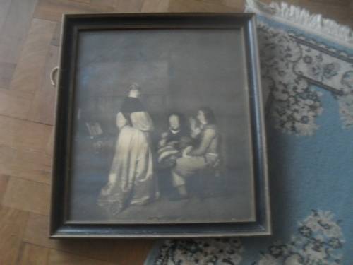 (6*) ANTIQUE NETHERLANDS / DUTCH DOMESTIC SCENE - MONOCHROME 63x76cm