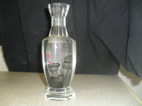 (jerr) a GORGEOUS CUT GLASS JACARTE CHINESE INNER OPTICAL PAINTED VASE