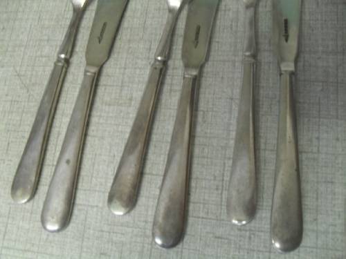 6x antique silver plated fish forks and knives