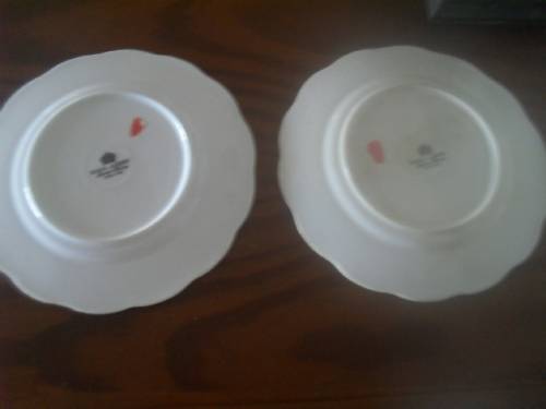 2x  ROYAL ALBERT YELLOW &GOLD TRIM SIDE PLATES - 16cm across