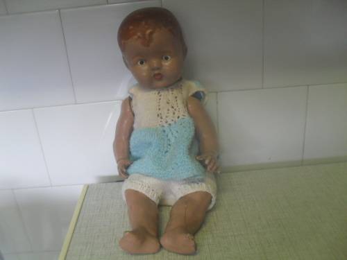 *## GORGEOUS VINTAGE BABY FACE COMPOSITE DOLL - 37cm tall, HEAD 31cm CIR.
