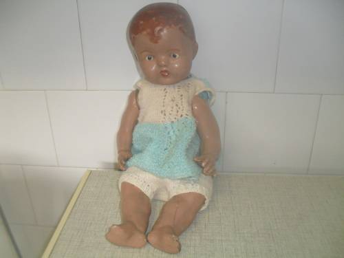 *## GORGEOUS VINTAGE BABY FACE COMPOSITE DOLL - 37cm tall, HEAD 31cm CIR.