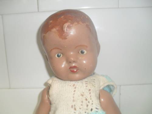 *## GORGEOUS VINTAGE BABY FACE COMPOSITE DOLL - 37cm tall, HEAD 31cm CIR.