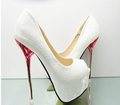 Sexy Ladies White - Open toe - Stylish Party Platform Spike Pumps 14cm Heel - SA-8