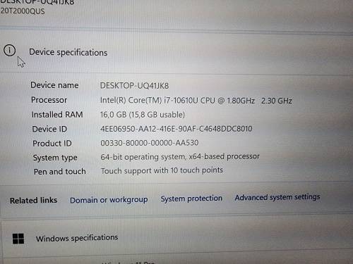 *** LENOVO ThinkPad X13 (Intel I7 10th gen, 16GB,  256GB) Touch Screen** PLEASE READ