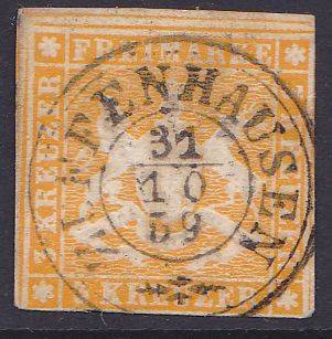 Wurttemburg imperforated 31/10/1859 fine used.