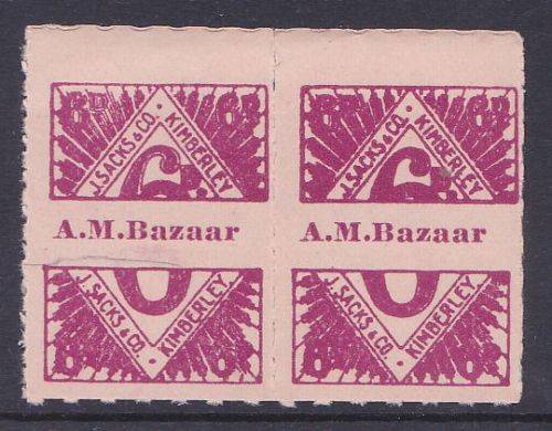 Union A.M.Bazaar 6d discount stamp pair.