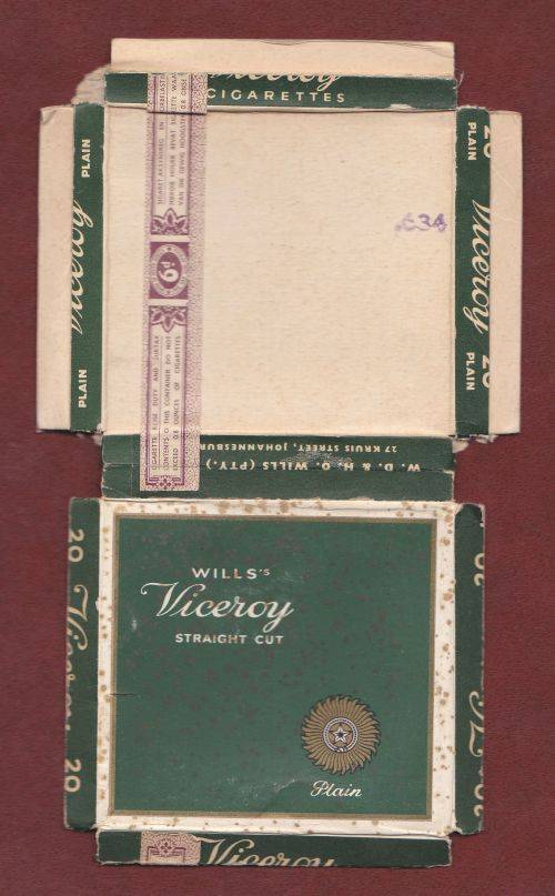 South Africa cigarette duty on complete box (exploded).