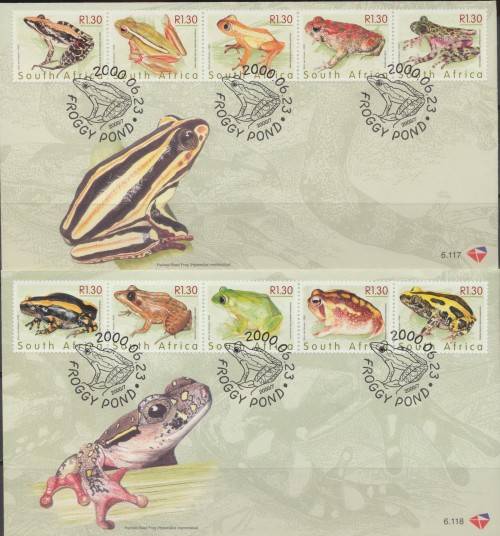 RSA 2000  - SACC 6.117/8   FROGS OF SA  FIRST DAY  COVERS
