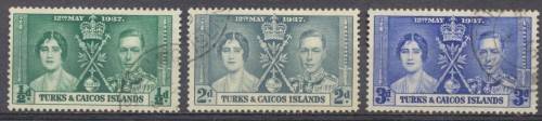 TURKS & CAICOS ISLANDS -  1937 CORONATION  SET-  FINE USED