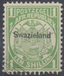 1889 -  TVL  1 SHILLING   OVERPRINT   SWAZILAND  -  FINE USED