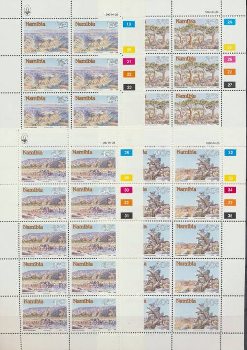 NAMIBIA  -  1990  NAMIBIAN SIGHTS  SET OF  FULL SHEETS  - FINE MINT