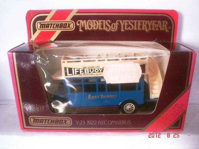 MATCHBOX DIECAST; MODELS OF YESTERYEAR-Y23-1922 AECOMNIBUS,BOXED(MACAU)