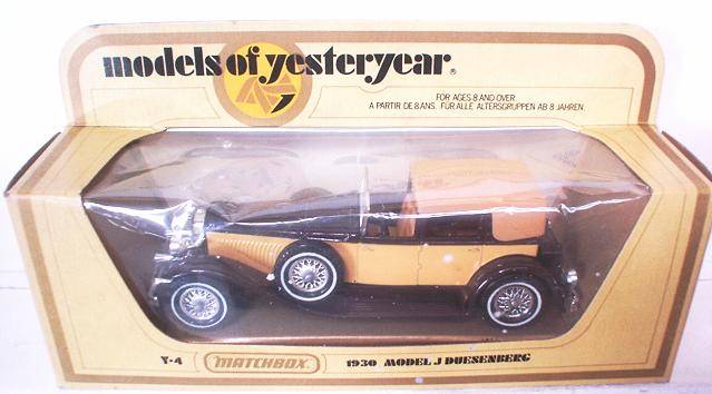 MATCHBOX DIECAST; MODELS OF YESTERYEAR-Y4-1930 MODEL-J DUESENBERG. BOXED(ENGLAND)