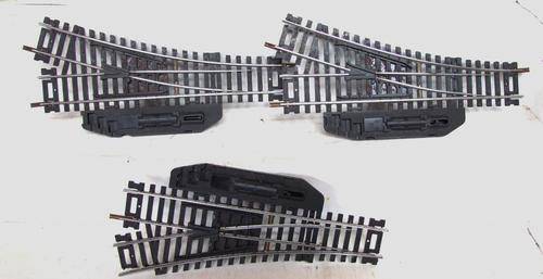 LIMA HO: Mixed 3pc Manual Turnout Metal Track in fair used unboxed condition.(Italy)