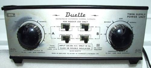 H&M DUETTE POWERSUPPLY: 12V Analogue Power Supply/Controller in good working order(England)